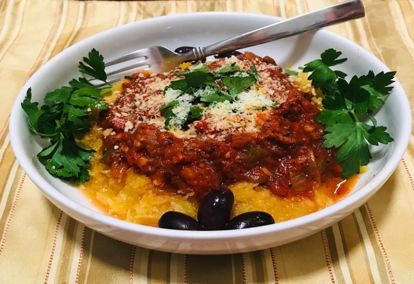 Spaghetti Squash with Marinara and Parmesan