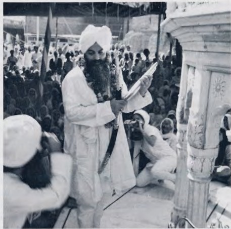Siri Singh Sahib at the Akal Takht in 1971 when he received his title