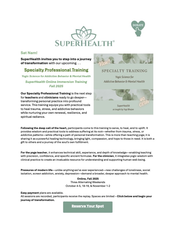 SuperHealth Specialty Training details