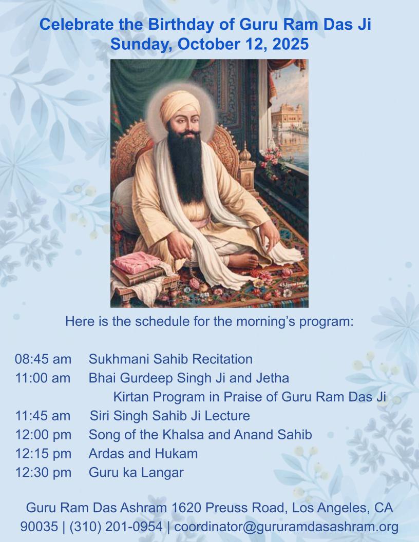GRDA Los Angeles Guru Ram Das Birthday Celebration 2025